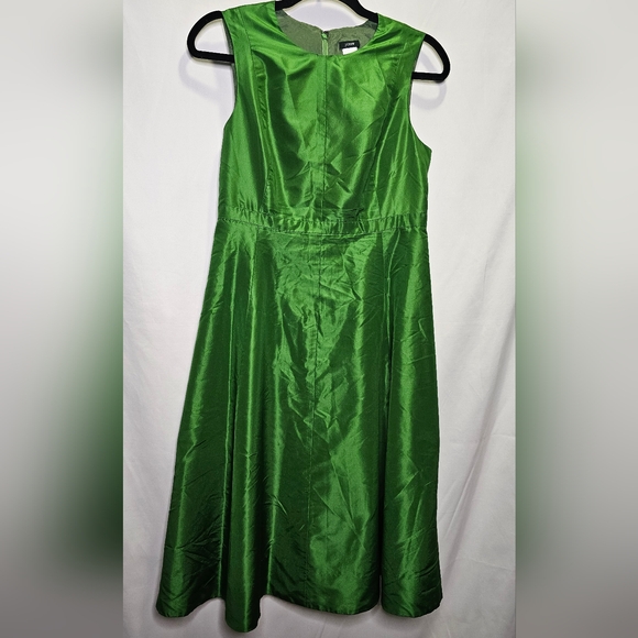 J. Crew Silk Taffeta Emerald Green Dress - Picture 1 of 6